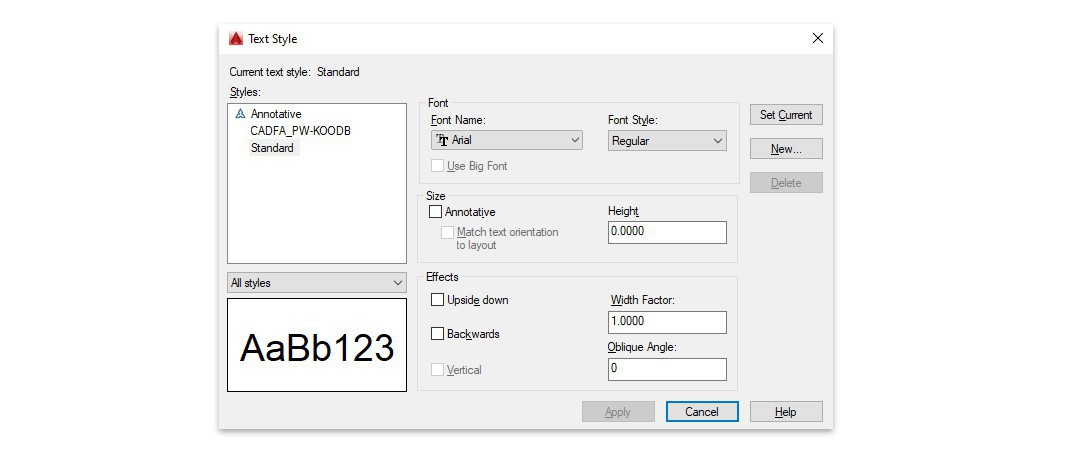 ایجاد Text Style در اتوکد