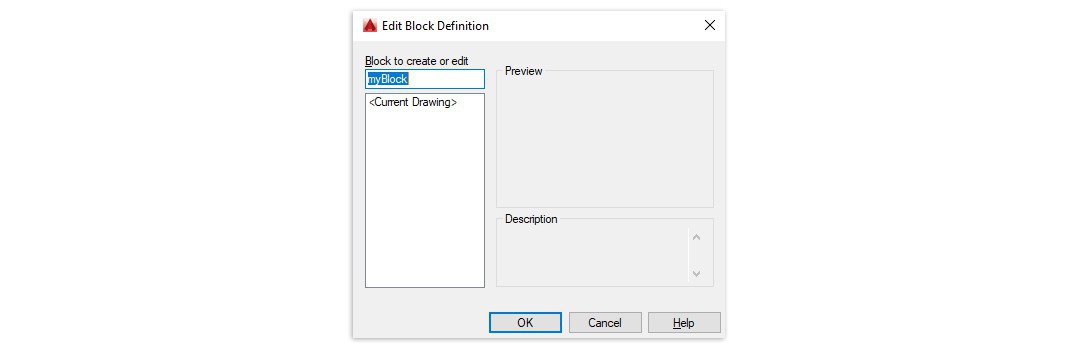 پنجره ی Edit Block Definition
